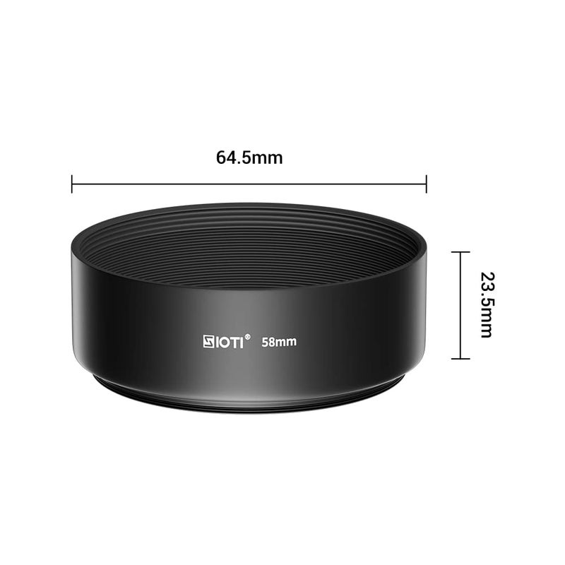 SIOTI 58mm Lens Hood, Oxidation Matte Anti Reflective Treatment, Aluminum Alloy, with 1 * 62mm Lens Cap, Compatible with Sony/Canon/Nikon/Fuji etc >50mm Camera Lens - Image 2